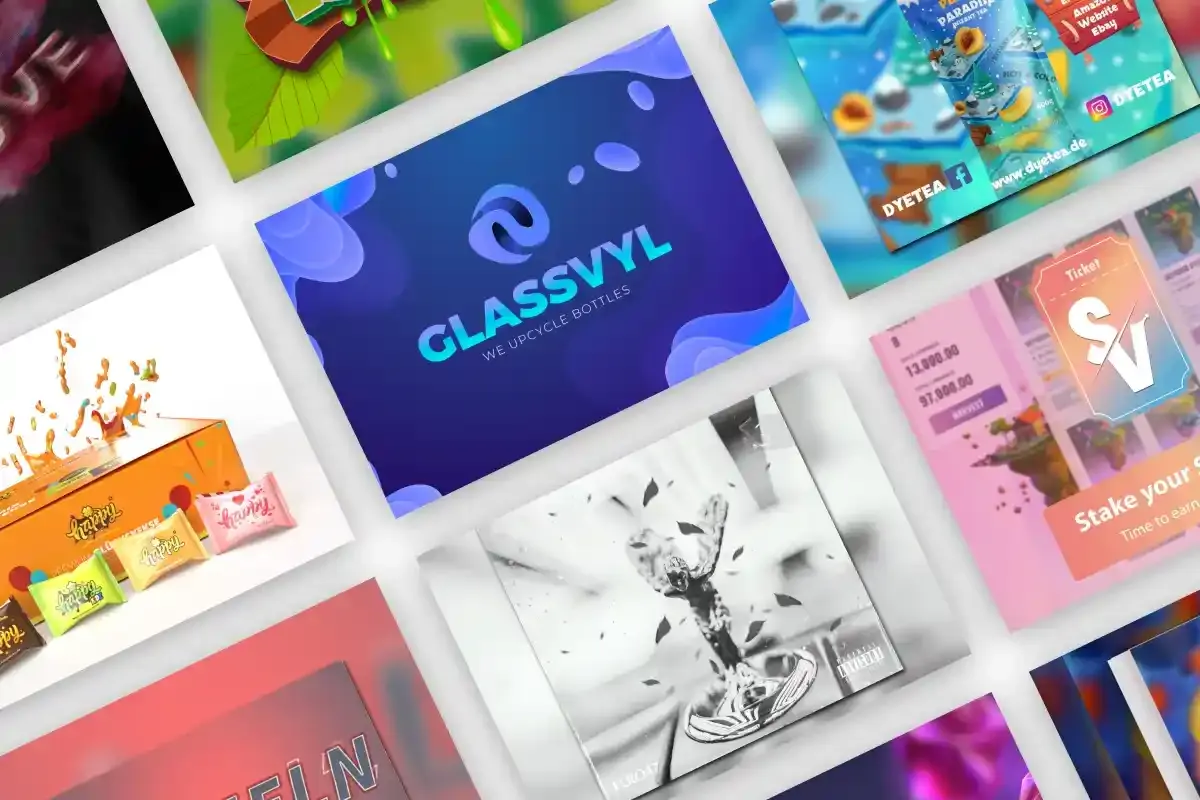 Mockups verschiedener Grafikdesign- und Branding-Arbeiten