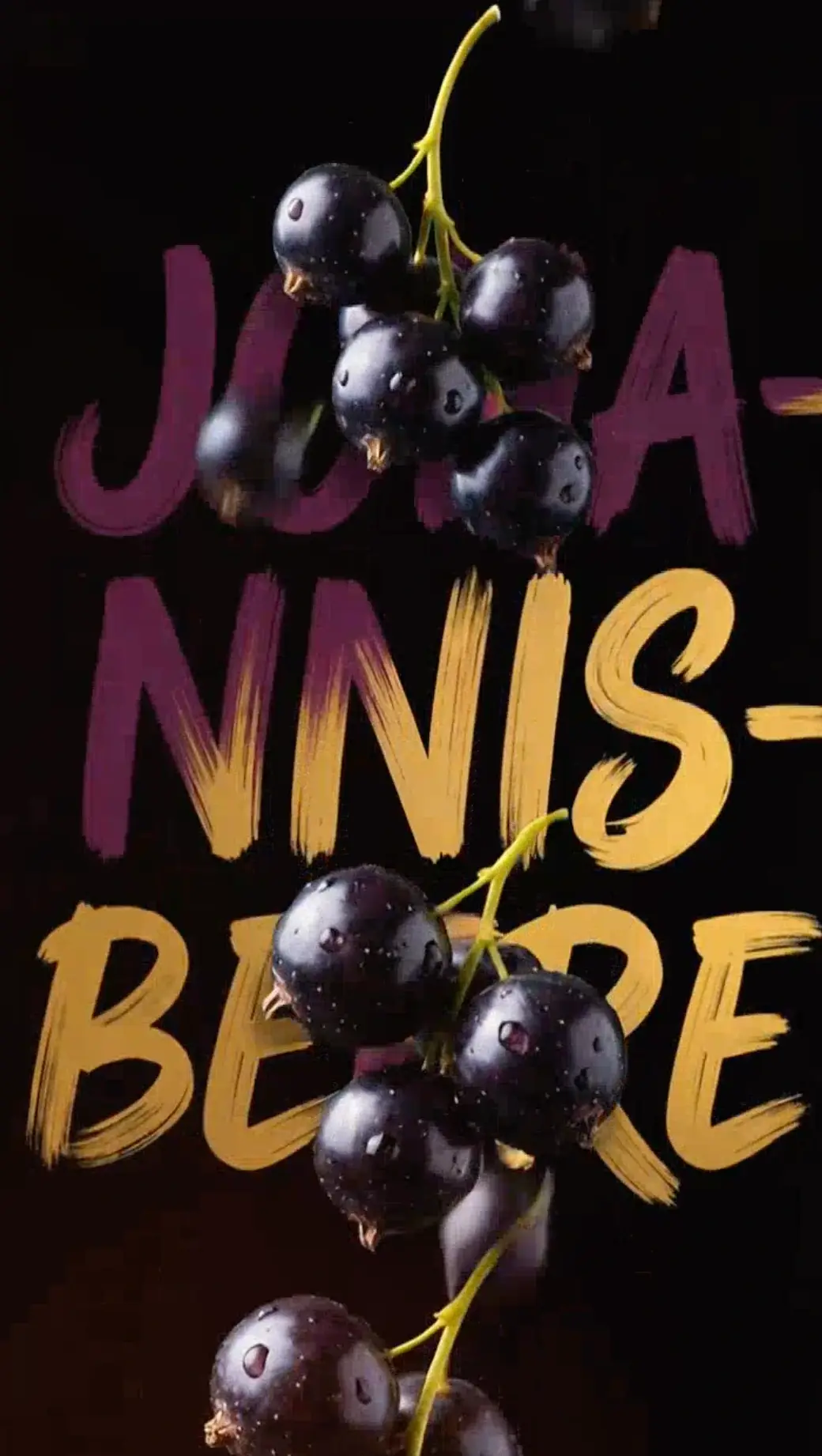 KI-Ad-Creative mit Typografie und schwarzen Johannisbeeren
